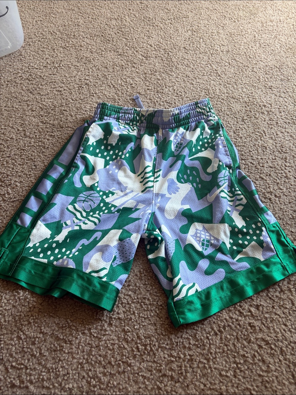 B73 Nike Youth Large Green & Purple Athletic Shorts